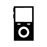 A black and white image of a mp3 player on white background vector