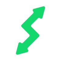 A green arrow pointing up on background vector
