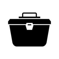 A black and white icon of a toolbox on background vector