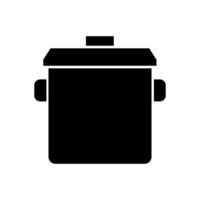 A black and white icon of a trash can on white background vector