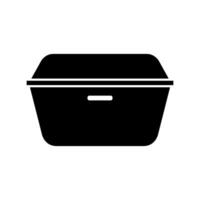 A black and white icon of a box on a white background vector