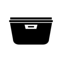 A black and white icon of a box on background vector