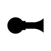 A black and white icon of a horn on background vector