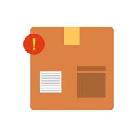A cardboard box with a red exclamation mark on it vector
