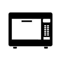 A black and white icon of a microwave oven on background vector