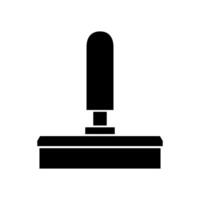 A black and white icon of a joystick on a table vector