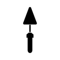 A black and white icon of a shovel with a pointed end vector
