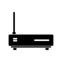 A black and white image of a computer with a wireless antenna vector