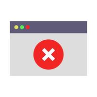 A red cross and an x mark on a computer screen vector