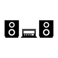 A black and white image of a speaker and a radio vector