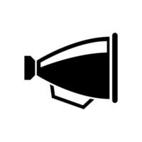 A black and white icon of a megaphone on background vector