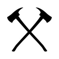 Two crossed axes icon on white background vector