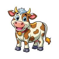 Cartoon cow with big eyes and a red collar vector
