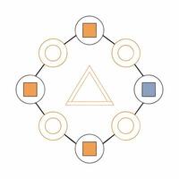 Minimalist Geometric Network Abstract Orange and Blue Shapes EPS Graphic. vector