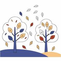 Autumn Trees Minimalist Fall Leaves Illustration Simple Design. vector