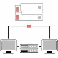 Basic Network Diagram 2 Client Computers, Server. vector