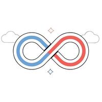 Endless Loop Red and Blue Minimalist Infinity Symbol. vector