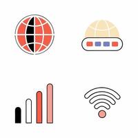 Global Network Icons Wifi, Signal Strength, Connection. vector