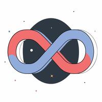 Modern Infinity Loop Coral and Periwinkle Illustration Endless Cycle Concept. vector