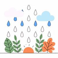 Pastel Rain and Sun Illustration Simple, Colorful. vector