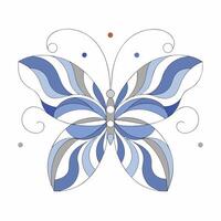 Blue Grey Butterfly Pattern Graphic Intricate Wings, Calming Design. vector