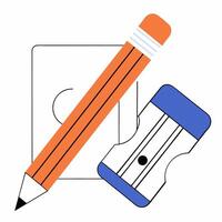 Orange Pencil and Blue Sharpener Back to School Illustration. vector
