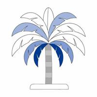 Elegant Blue and White Palm Tree Illustration Minimalist Design Graphic. vector