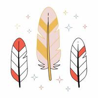 Boho Feathers Pink, Gold. vector