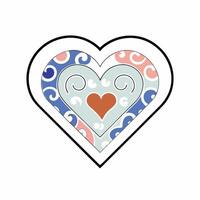 Ornate Heart Pattern Blue. vector
