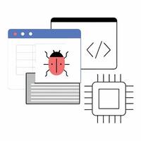Software Bug, Code Error. vector