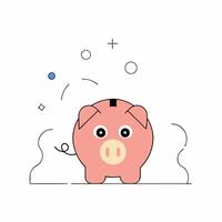 Cute Pink Piggy Bank Savings Illustration Clean Line Art. vector