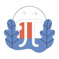 Pi Day Graphic Stylized Pi Symbol, Coral and Blue. vector