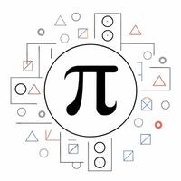 Minimalist Pi Symbol Black Bold Pi in Circle, Geometric Design for Math, Science. vector