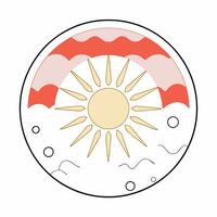Minimalist Summer Sunburst Coral and Blush Rainbow Graphic Joyful. vector