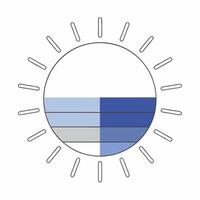 Minimalist Sun Graphic Blue Gradient, Simple Design, Weather Icon. vector