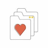 Minimalist Heart Folder Icon Red Love Symbol, Simple Design. vector