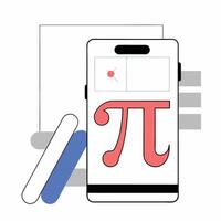 Modern Pi App Icon Coral and Blue, Clean Design. vector