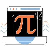 Minimalist Pi Symbol Illustration Orange and Black Web Design Graphic. vector