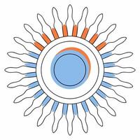 Abstract Circular Design Blue Coral Concentric Petals Graphic Modern and Sophisticated. vector