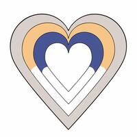 Pastel Layered Heart Graphic Concentric Design in Gray, Peach. vector