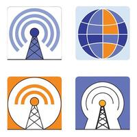 Best Communication Icons Global Network, Antenna. vector