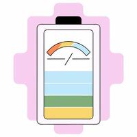 Pastel Battery Level Indicator UI Element, App Design, Minimalist Style. vector