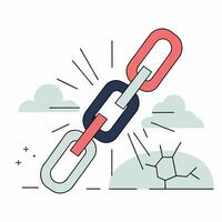 Broken Chain Links Illustration Separation, Failure. vector