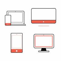 Minimalist Device Icons Laptop, Desktop, Tablet. vector