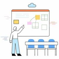 Project Planning Presentation Minimalist Line Art Whiteboard Illustration. vector