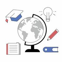 Global Education Illustration Globe, Cap, Idea. vector