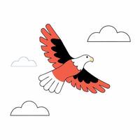 Red and Black Eagle Soaring Illustration of Bird in Flight. vector