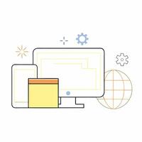 Global Network Connectivity Flat Design Illustration Desktop, Tablet. vector