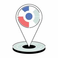 Minimalist Location Pin with Data Chart Blue, Red. vector