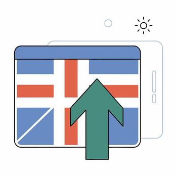 Modern Flat Upload Icon Blue, Red, Green Design Data Transfer. vector